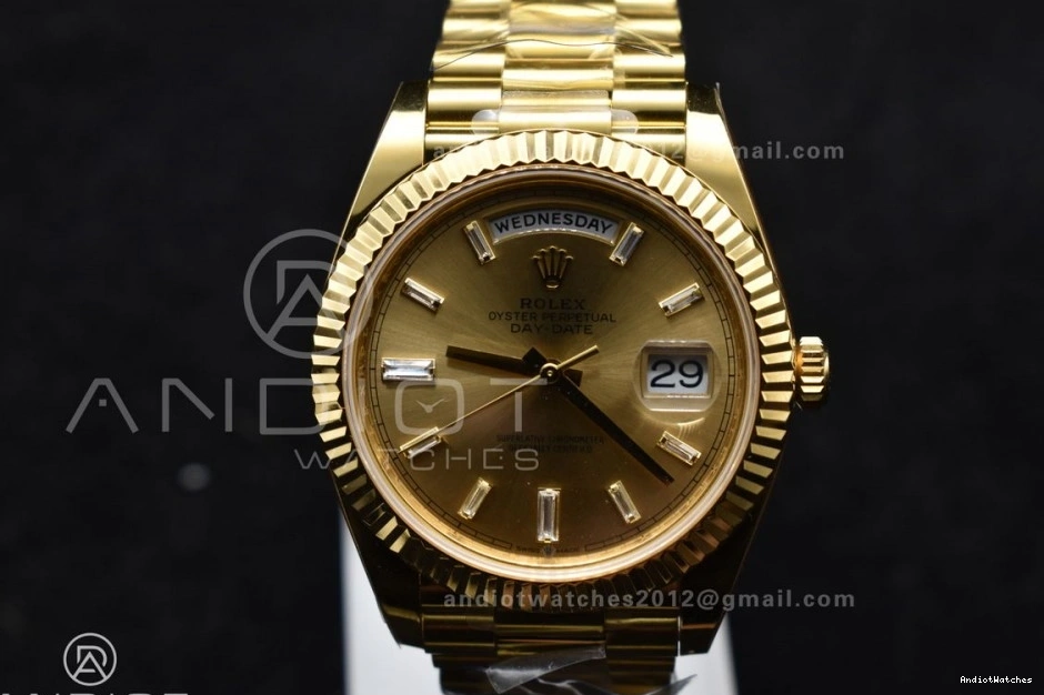 1:1 Sustainable 654 228238 President YG Day Dial On (Gain Best Date Edition Bracelet Gold 40 Crystal ARF Weight) VR3255 0507